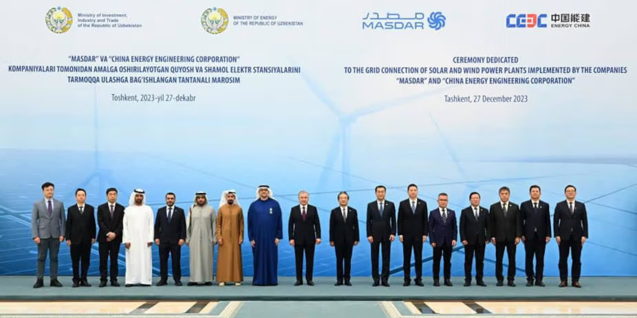 Ceremony Dedicated to Grid Connection Which Consisted of Masdar, Energy China and Government of Uzbekistan